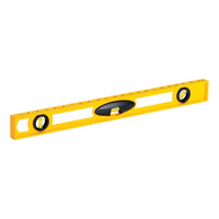 The STANLEY 24 in High-Impact ABS Level features three bubble vials, a black center handle, and durable yellow construction—ideal for precise horizontal and vertical alignment.