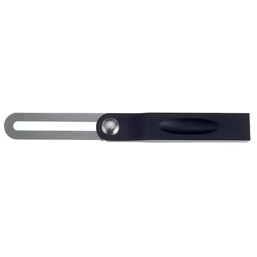 The STANLEY® JOINERS SLIDING BEVEL 200MM by STANLEY features a black handle, adjustable stainless steel blade, and round screw for precise angle marking and transferring in woodworking.