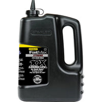 A 2.27 kg (5 lb) STANLEY® FATMAX® XTREME™ Black Chalk refill bottle with handle and nozzle; features “10X Longer Life” and “Non-Clumping”—ideal for construction marking.