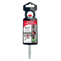 The image displays a red and black packaged Diablo DMAPL4210 Rebar Demon hammer drill bit, 5/8 in. x 6 in., with a full-carbide head designed for ultimate durability in concrete with rebar. Made in Germany, it fits SDS-Plus systems.