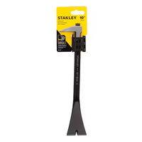 The STANLEY® STEEL MOULDING BAR - 10IN / 250MM, in black, is perfect for woodworking and comes attached to yellow and black STANLEY packaging featuring the brand logo and product details at the top.