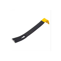 The STANLEY® STEEL FLAT WONDER BAR® - 13IN / 340MM features a flat, angled end and slotted tip for prying or nail removal—an essential black-and-yellow demolition tool from STANLEY.