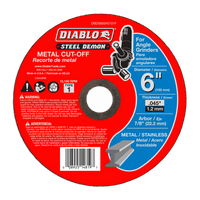 The DIABLO DBDS60045101F Steel Demon disc is packaged in sleek red, boasting a premium ceramic blend. With a 6 diameter, 0.045 thickness, and 7/8 arbor, it ensures safety for angle grinders on metal/stainless tasks using cutting-edge technology.