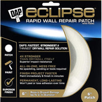 The DAP Eclipse Rapid Wall Repair Patch 50871 by DAP provides a 6-inch, fast, strong, thin, impact-resistant and easy-to-use permanent solution for repairing up to 3-inch drywall damage.