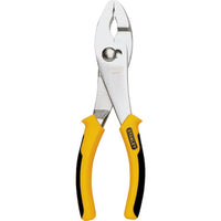 The STANLEY 8 IN NIPPING PLIER features yellow and black ergonomic handles and is displayed against a white background.