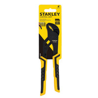 STANLEY 8 IN GROOVE JOINT PLIERS offer an adjustable jaw design in black and yellow, shown in retail packaging with clear product details and branding visible.