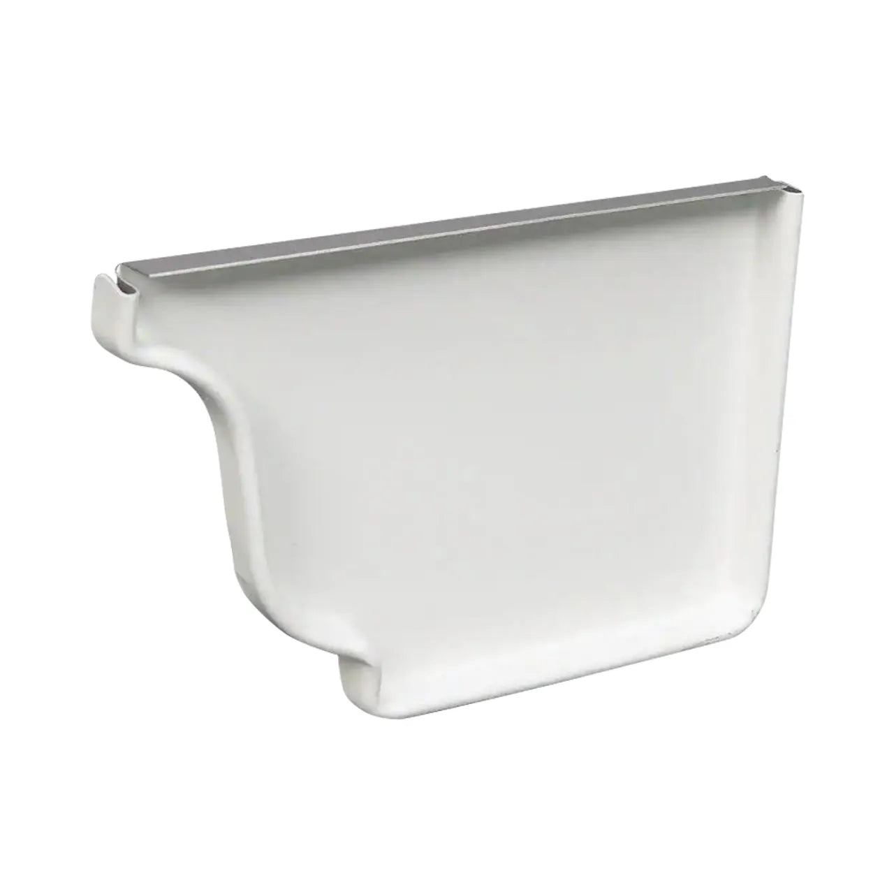 A white, rectangular plastic refrigerator door bin with a curved bottom and raised top edge, designed for durability like the Go Build 5 in. Aluminum Right End Cap - White by The Fastest Way To Build.
