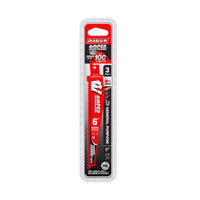 The Diablo DS0609CGPA3 6-inch AMPED™ Demo Demon™ carbide reciprocating saw blades, designed for general-purpose cutting, come in a 3-pack. Packaged in a white and red blister pack, the product showcases Hi-Performance Carbide and branding prominently.