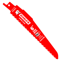 The image displays a Diablo DS0608BFD5 saw blade, perfect for metal demolition. This 6-inch, 8/10 TPI bi-metal blade features ultra-hardened cutting edges and includes brand logos and specifications, ideal for tough jobs. Comes in a pack of 5.