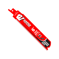 The DIABLO DS0608CFA3 is a 6-inch, 8 TPI AMPED™ Steel Demon™ blade pack (3 blades) by Diablo, perfect for cutting thick metal. Featuring durable carbide teeth with TiCo Hi-Density carbide, it includes a bold D logo and icons for drilling/cutting.