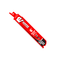 The Diablo DS0610CFA3, a 6 in. 10 TPI reciprocating saw blade with AMPED™ Steel Demon™ Carbide Teeth and a triangular tip, ensures long life and durability for medium metal jobs.