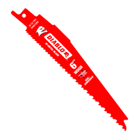 The Diablo DS0612BW5 reciprocating saw blades are ideal for cutting nail-embedded wood. Featuring a durable bi-metal design, they have 6/12 TPI and the signature white devil logo. Enhanced with Perma-SHIELD coating for improved performance and longevity, these come in a convenient 5-pack.