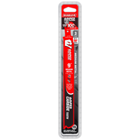 The DIABLO DS0910CFA3 9 10TPI AMPED™ Steel Demon™ saw blades, featuring Hi-Performance Carbide teeth, come in red and black packaging that highlights their durability, longevity, and cutting efficiency for medium metal.