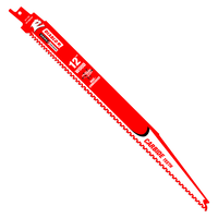 The Diablo DS1206CWS3 12-inch Demo Demon™ reciprocating saw blades, featuring carbide teeth and bold branding, are engineered for high-performance cutting through nail-embedded wood. This durable 3-pack blade set ensures precision in tackling your toughest jobs.