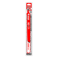 The Diablo DS1210CF3 packaging is long and slim, featuring red and white branding. It includes a 12-inch, 10 TPI carbide teeth blade designed for medium metal cutting, ensuring exceptional durability.
