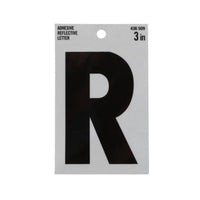 The image shows a single 3-inch adhesive reflective letter R in black, from the EVERBILT Vinyl Reflective Letters series by Simpson Strong-Tie. It promotes visibility and safety. The plain packaging features a top label with item number 436 509.