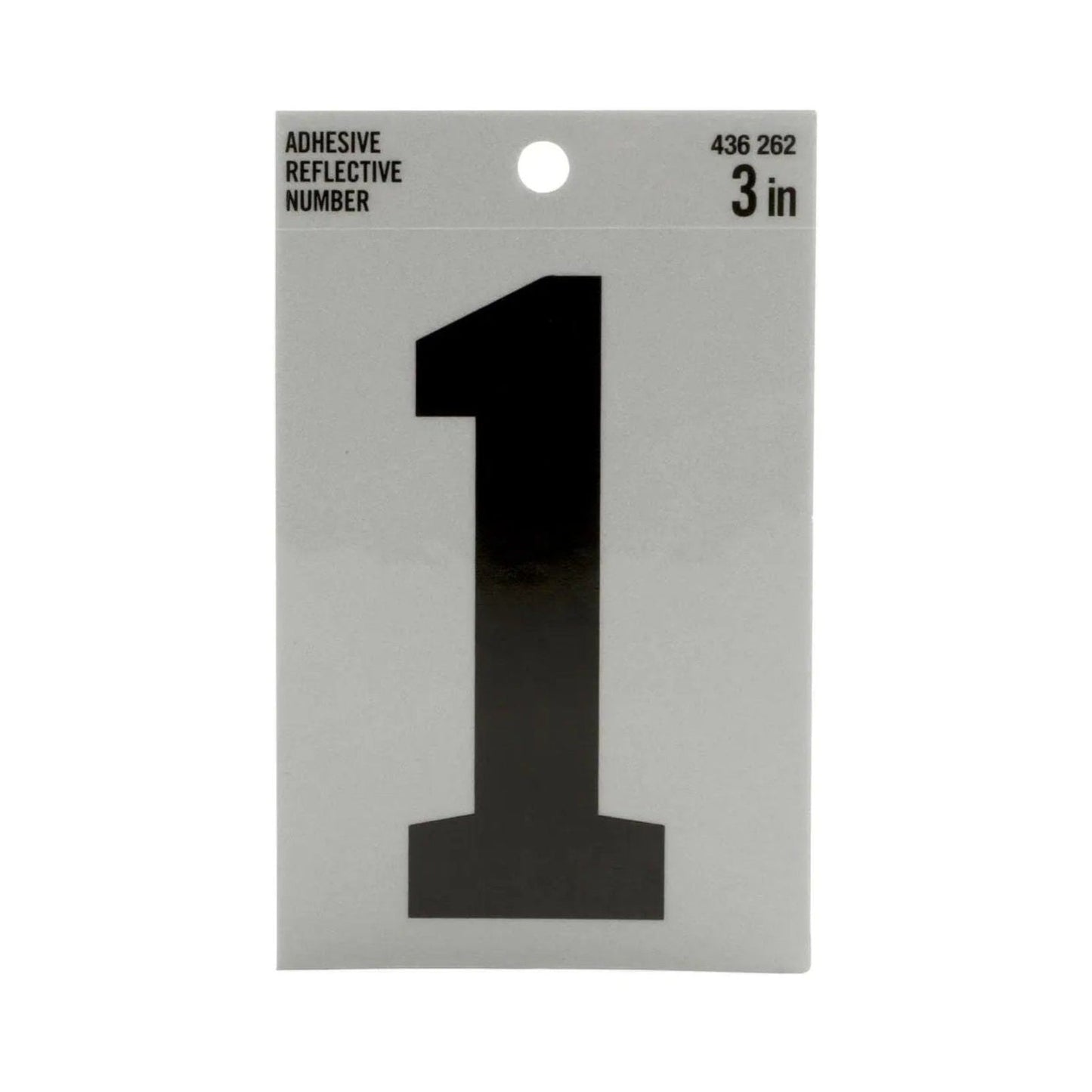 A reflective black number 1 sticker on a gray package labeled EVERBILT 3 in. Vinyl Reflective Numbers by Simpson Strong-Tie features durable vinyl and numbers 436 262. Ideal for those seeking high-quality reflective numbers.