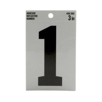 A reflective black number 1 sticker on a gray package labeled EVERBILT 3 in. Vinyl Reflective Numbers by Simpson Strong-Tie features durable vinyl and numbers 436 262. Ideal for those seeking high-quality reflective numbers.