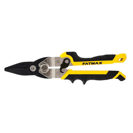 The STANLEY® FATMAX® STRAIGHT CUT AVIATION SNIP features ergonomic black and yellow handles and a metal cutting blade, designed by STANLEY for straight sheet metal cutting.
