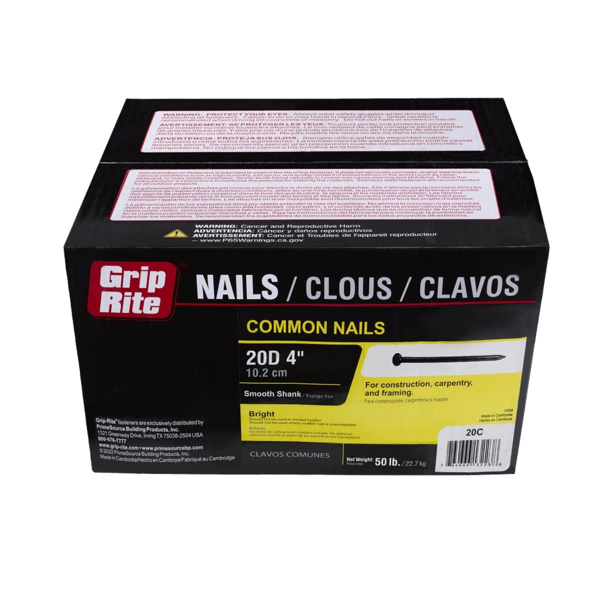 GRIP-RITE 20C #6 x 4 in. 20D Bright Common Nails (50 lb.) (1450/Pack ...