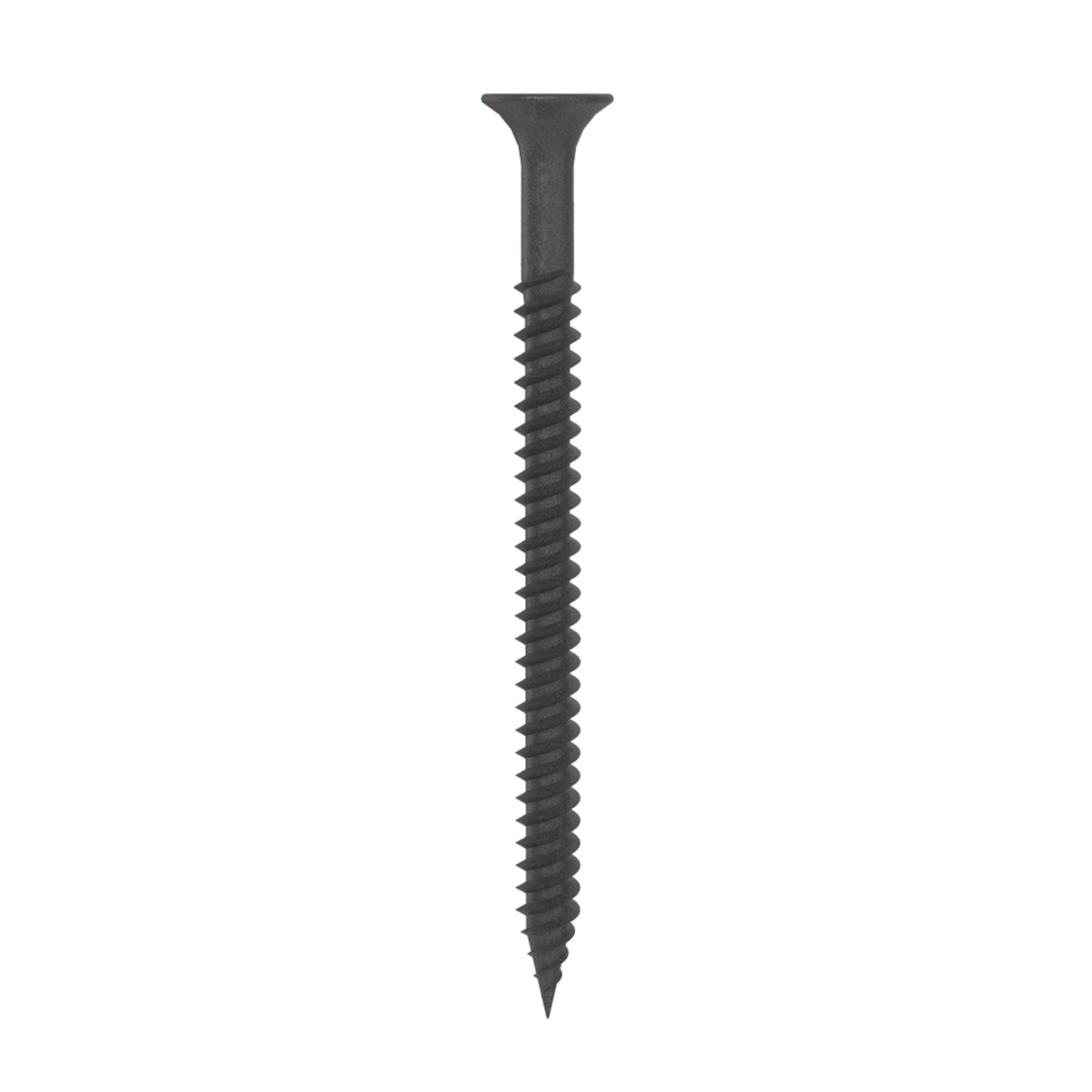 A single Grip-Rite #8 x 2-1/2 in. drywall screw is centered on a white background. It features a Phillips bugle head and fine thread, oriented vertically with the point facing down.