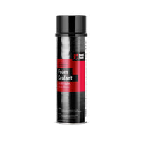 Image of a HANDIFOAM black and red can labeled HANDIFOAM P30002 12oz Low Pressure Foam Sealant OCF, highlighting features like sealing, filling, and acting as an air infiltration barrier. The can has a black cap.