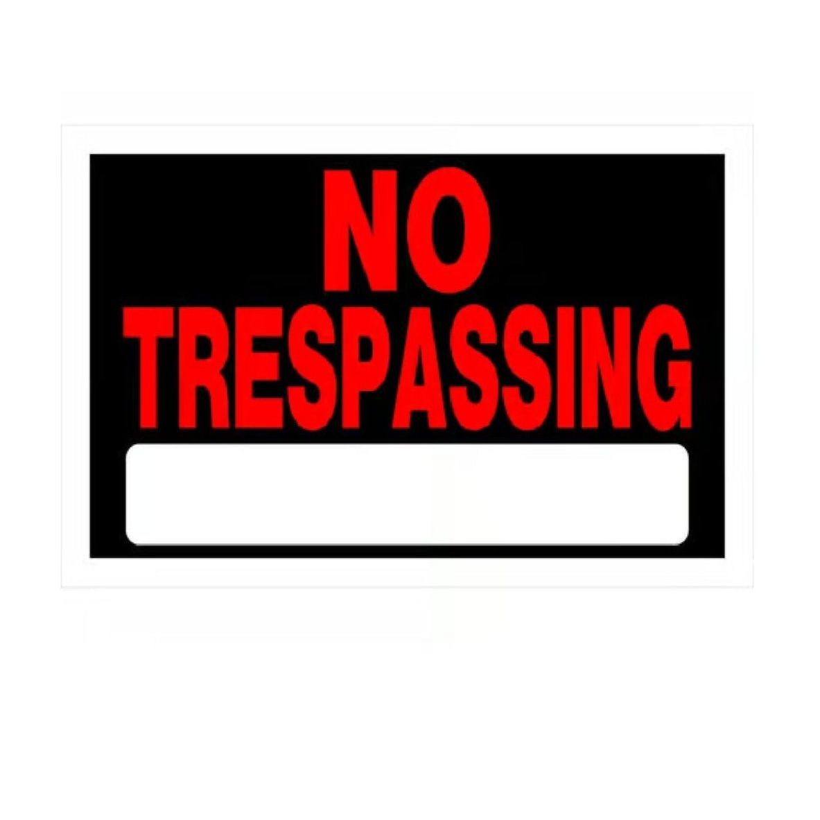 HILLMAN 839904 8 in. x 12 in. No Trespassing Sign, Black and Red, Plastic