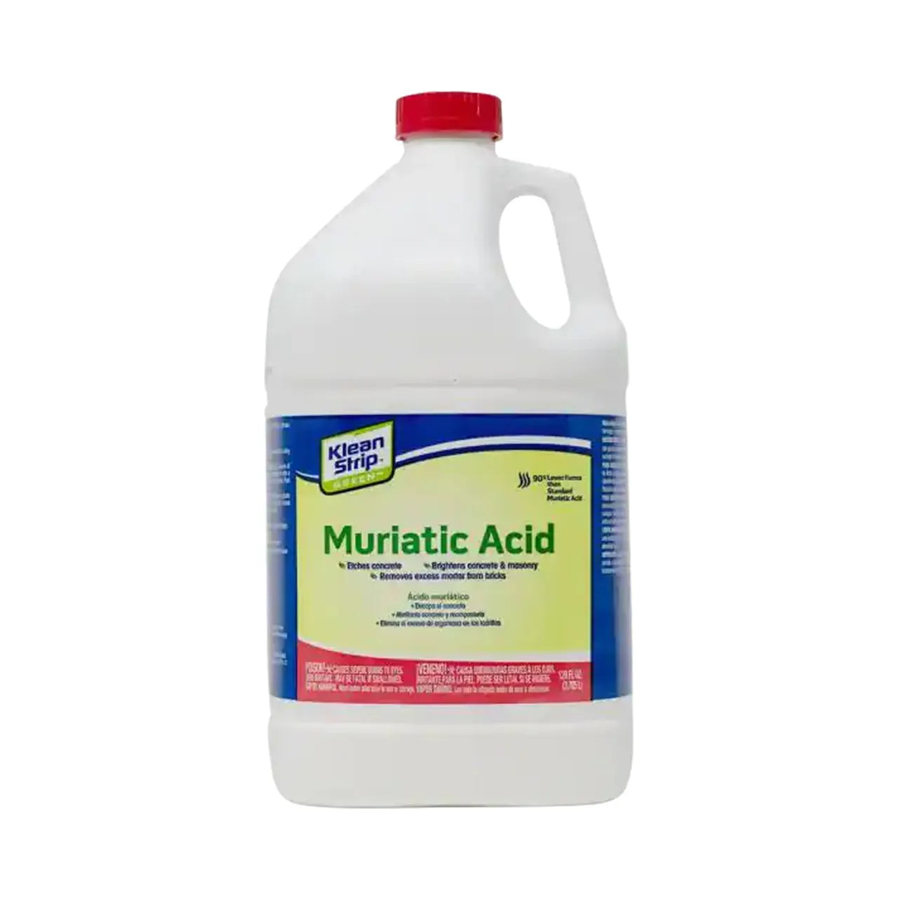 A 1 gal. Green Muriatic Acid by Go Build, The Fastest Way To Build, with a red cap and colorful label, ideal for etching concrete or brightening masonry, shown on a white background.