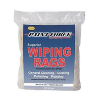 The PAINT-FORCE 36100 8 oz. bright white knit rags, made in the USA by Paint Force, are ideal for painting projects and general cleaning, dusting, and polishing. Crafted from absorbent 100% cotton for optimal performance.