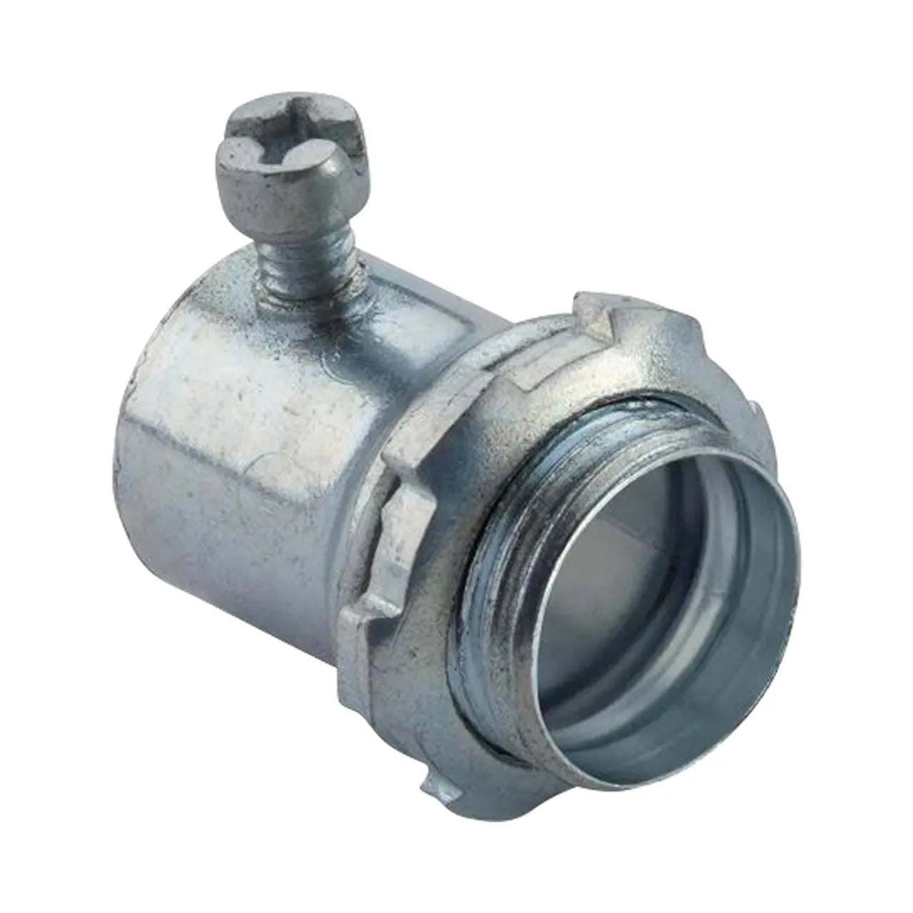 The Go Build 1/2 in. Electrical Metallic Tube (EMT) Set-Screw Connector securely attaches EMT conduit to electrical boxes for fast, reliable installation.