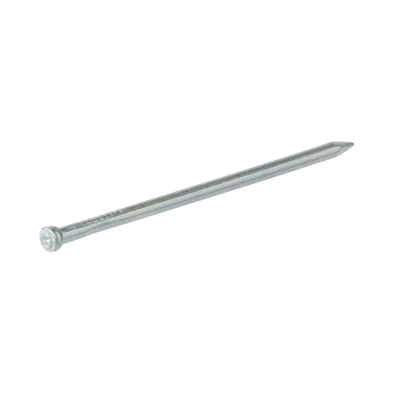 A 2 in. Go Build Stainless Finishing Nail from the 40-pack is shown with a flat head and pointed tip, positioned diagonally on a white background.