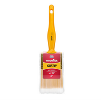 The WOOSTER Softip White Nylon/Gold Polyester Blend Paint Brush offers premium bristles with a yellow handle for precision painting and excellent coverage, giving users a Silver Tip Paint Brush experience.