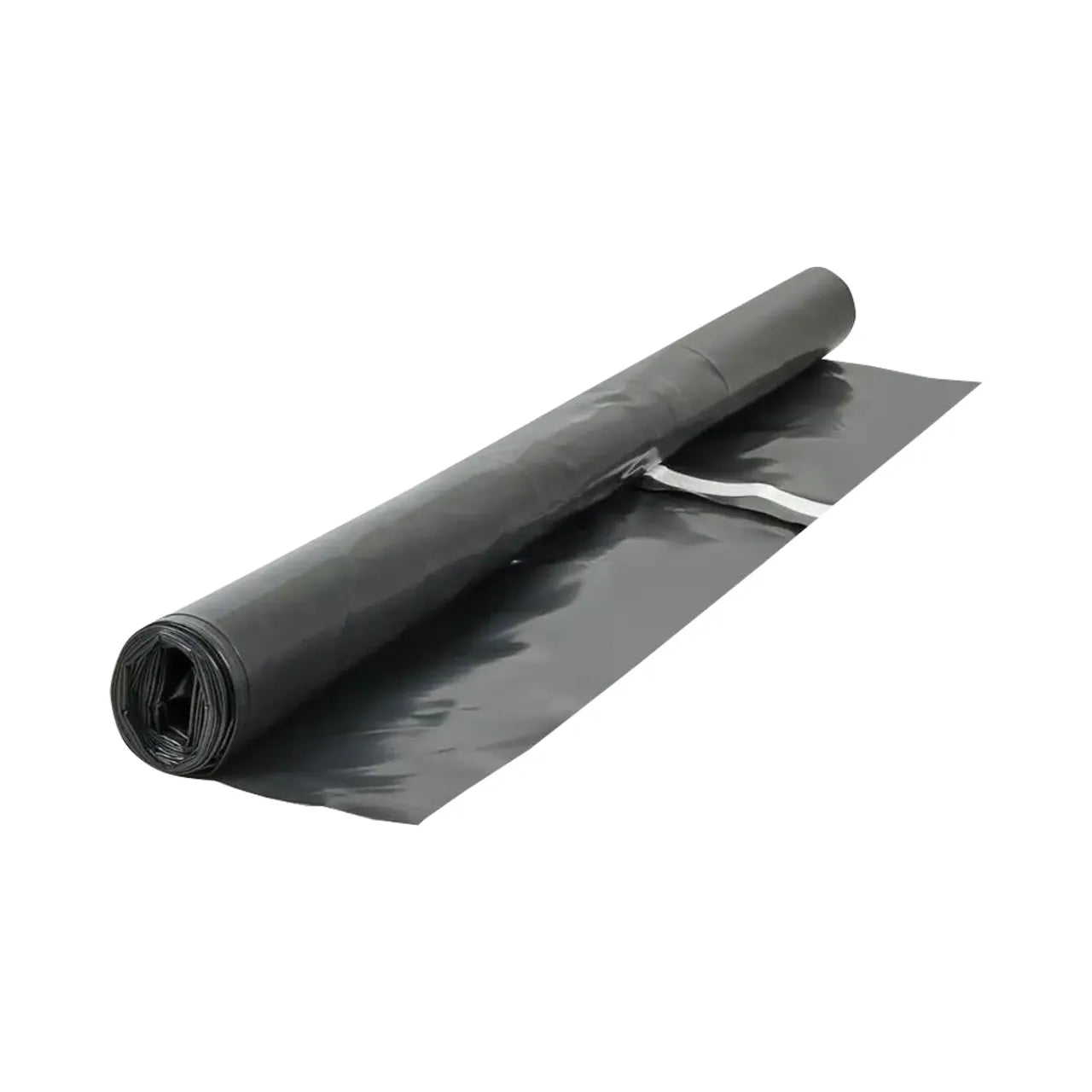 The Go Build 10 ft. x 12 ft. x 0.006 in. Moisture Barricade Polyethylene Underlay Film (120 sq. ft.) lies partially unrolled on a white background, perfect for laminate flooring moisture protection projects.