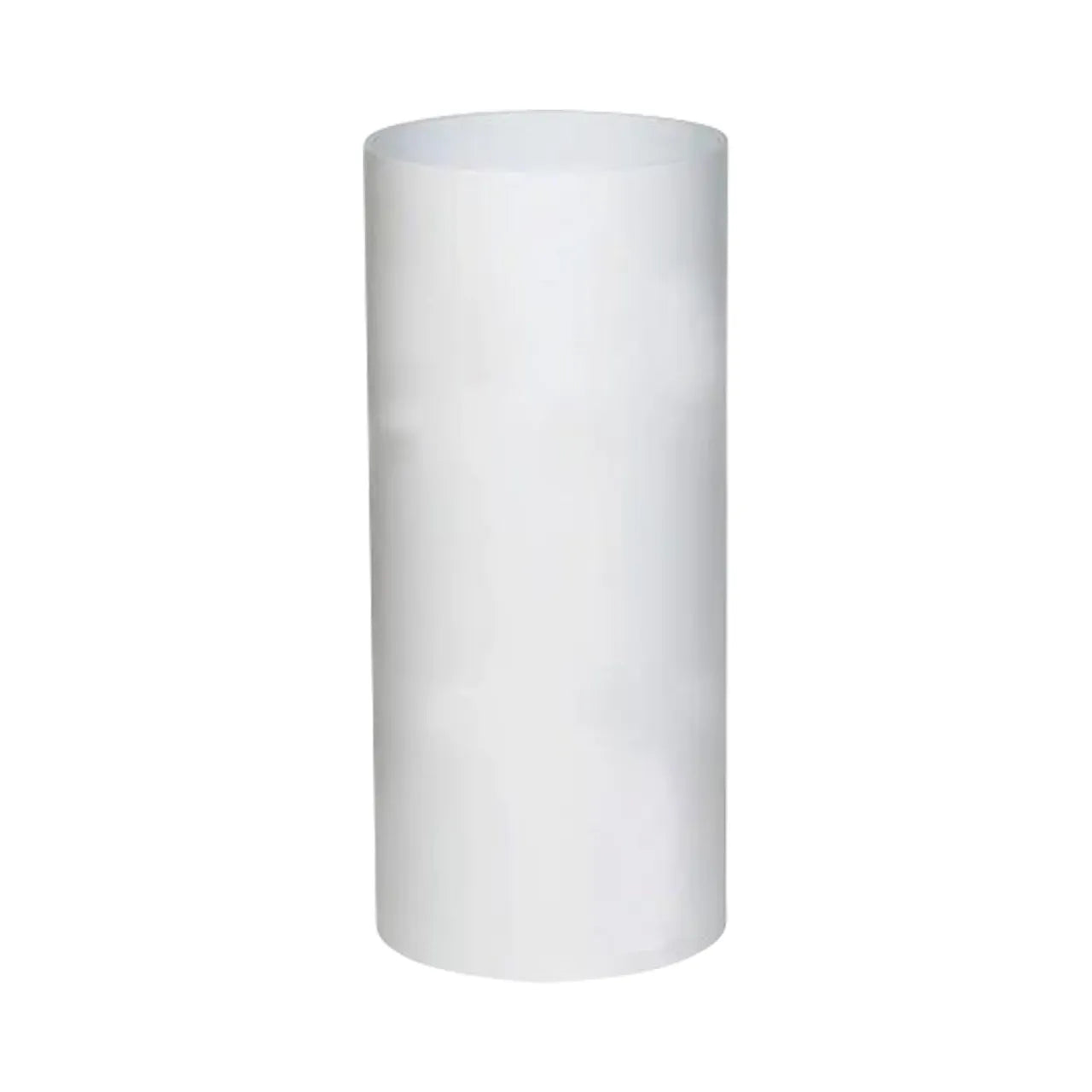 A plain, white, vertical cylindrical object with smooth sides resembles the Bright White finish of Go Build’s 24 in. x 50 ft. Aluminum Trim Coil, The Fastest Way To Build, shown against a white background.