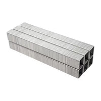 A pack of STANLEY® Heavy-duty Staples, 12mm (1,000 PACK), features sturdy, corrosion-resistant metal staples arranged in neat rows and viewed at an angle against a white background.