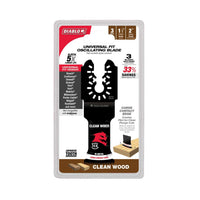 The DIABLO DOU125JBW3 packaging features universal fit bi-metal oscillating blades with a curve contact edge and Japanese tooth design for cutting wood. With Black I.C.E. coating, the ultra-hardened edges offer superior performance and 33% savings, compatible with many brands. Comes in a 3-pack.
