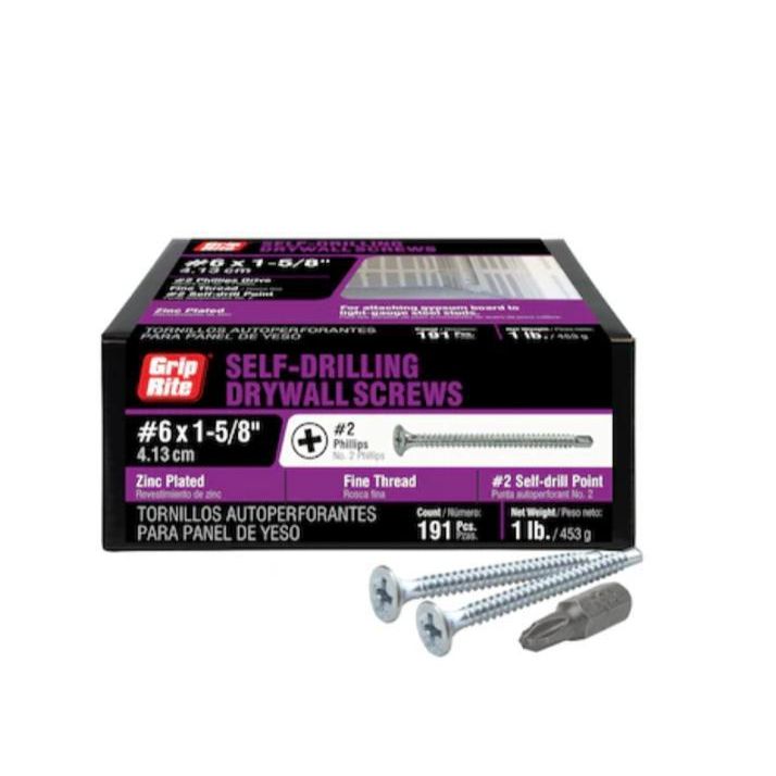 Grip-Rite #6 x 1-5/8-in Self-Drill Fine Thread Drywall Screws 1-lb - Go Build, The Fastest Way To Build