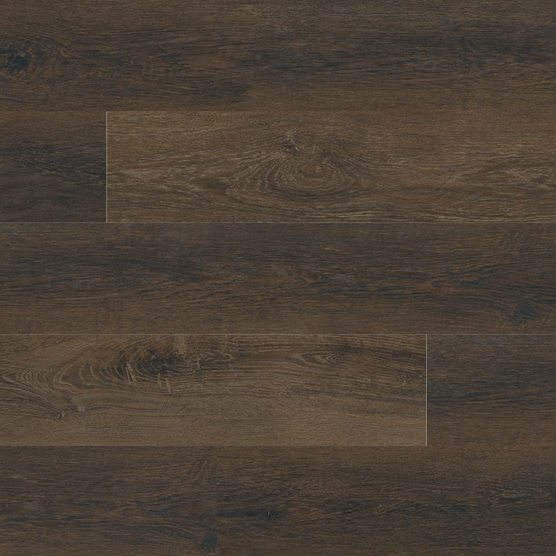 MSI’s Cyrus Barrell Luxury Vinyl Planks BOX (23.77 SQFT) offers dark brown planks with textured, natural wood grain and subtle color variation in a horizontal layout, protected by a CrystaLux™ wear layer for lasting durability.