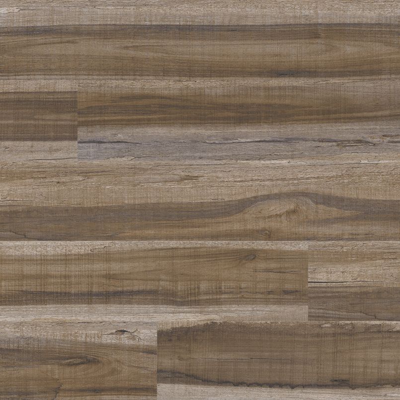 MSI Cyrus Exotika Luxury Vinyl Planks (23.77 SQFT) feature medium to dark brown wood-grain and knot details in a smooth, matte finish with a horizontal staggered layout and DIY-friendly installation for easy setup.