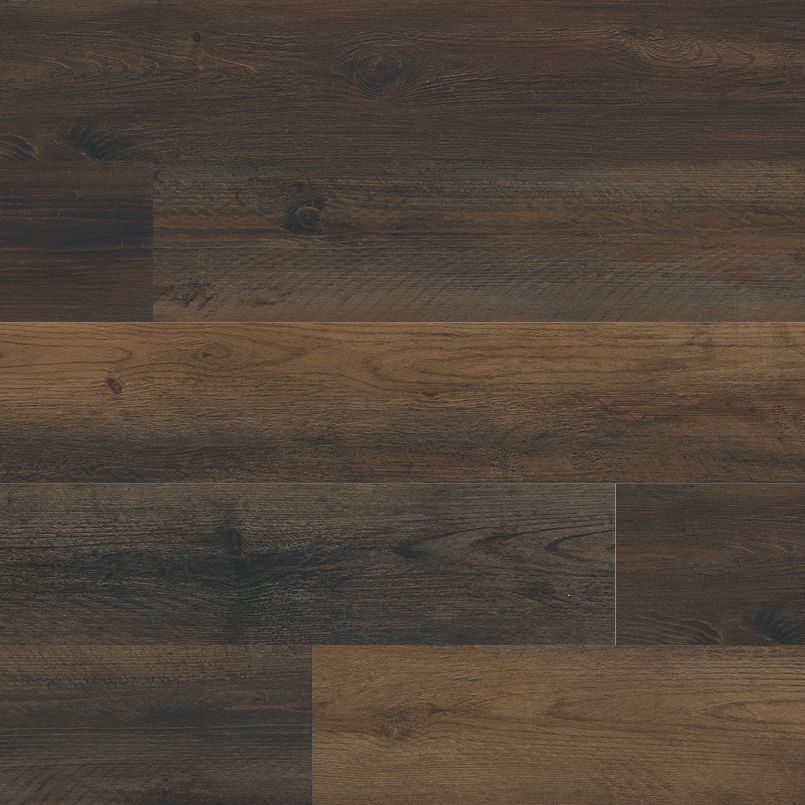 MSI Cyrus Hawthorne Luxury Vinyl Planks (23.77 SQFT/Box) offer 100% waterproof, dark brown flooring with natural grain, subtle color variations, and a CrystaLux™ wear layer for durability and a rustic textured look.