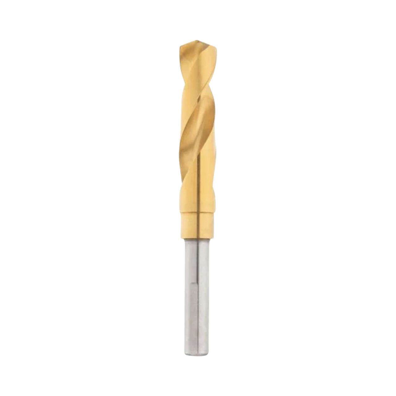 The Go Build 9/16 in. Titanium Silver & Deming Drill Bit is shown standing vertically with its gold-toned bit and silver shank against a white background.