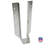The Go Build Galvanized Face-Mount Joist Hanger for 2x12 nominal lumber features multiple pre-drilled holes and is shown on a white background with a Made in USA logo at the bottom right. Brand: Go Build, The Fastest Way To Build.
