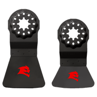 The Diablo DOSSCRP2 set includes two black wall mounts made of high carbon steel with circular gear-like designs and red dragon logos. Ideal for hanging or displaying items, they provide durability and strength without adhesive removal after installation.