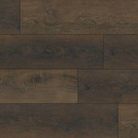 Close-up of MSI XL Cyrus Barrell Luxury Vinyl Planks (22.44 SQFT/box) in a staggered layout, highlighting dark brown wood grain—perfect for waterproof flooring and easy DIY installation.