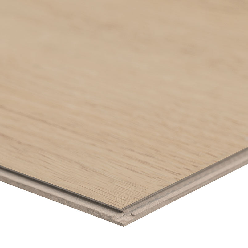 A close-up of an XL Cyrus Chester Hills Luxury Vinyl Plank from MSI, showing its tongue-and-groove edge and CrystaLux™ protective layer, displayed on a plain white background.