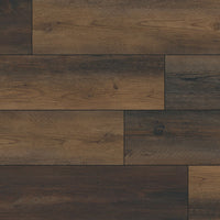 MSI XL Cyrus Hawthorne Luxury Vinyl Planks (BOX, 22.44 SQFT) feature a dark brown wood look with natural grain, matte finish, staggered layout, click-lock installation, and provide durable waterproof flooring.