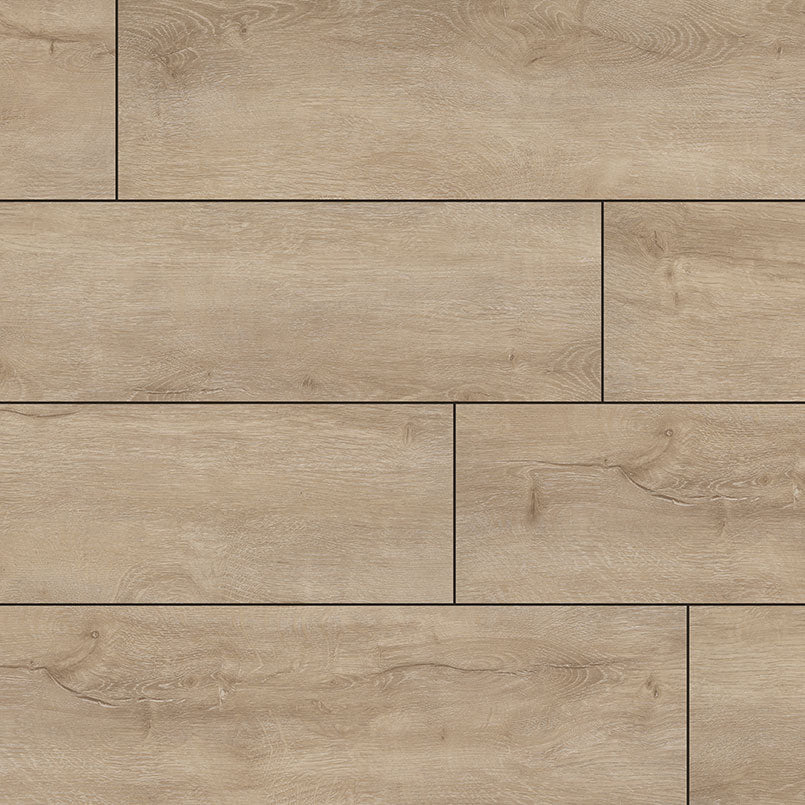 MSI XL Cyrus Sandino Luxury Vinyl Planks (22.44 sqft box) offer light brown, wood-look textured grain in a staggered pattern—waterproof, with easy click-lock installation for a true hardwood appearance.
