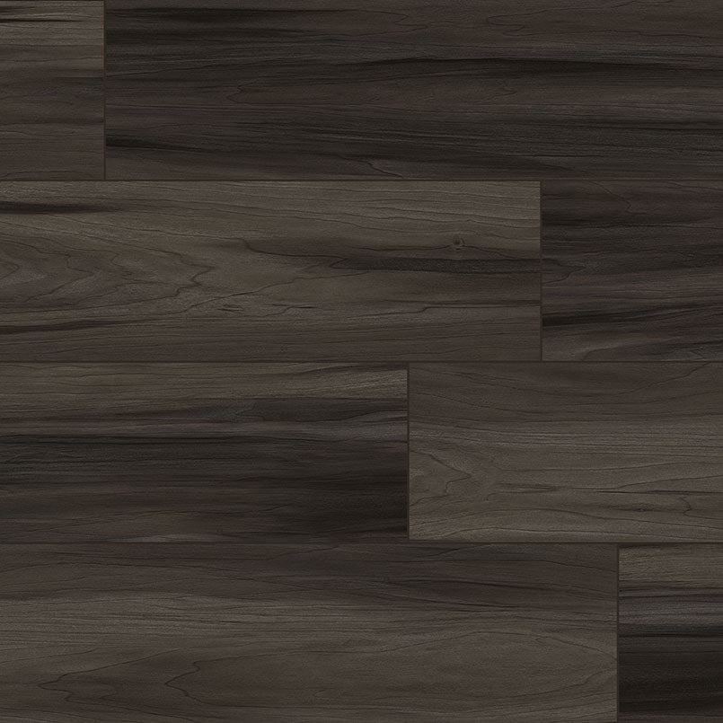 MSI XL Cyrus Jenta Luxury Vinyl Planks feature a dark brown wood look with wide planks, visible grain, and modern texture. The Jenta click-lock system allows easy installation and creates a 100% waterproof floor. Box covers 22.44 sq ft.